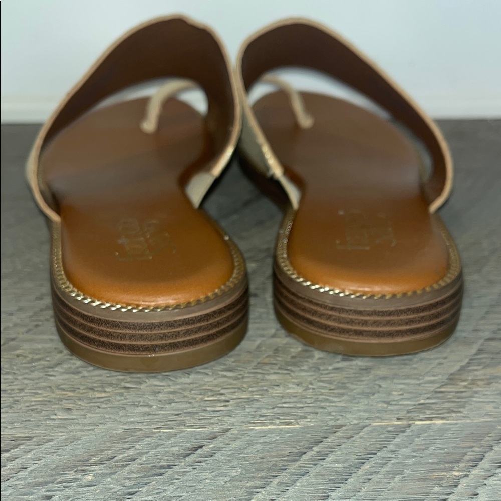 Franco Sarto Womens Pebbled/Metallic Gem Leather Slip On Slide Sandals - Size 8 - Picture 6 of 9
